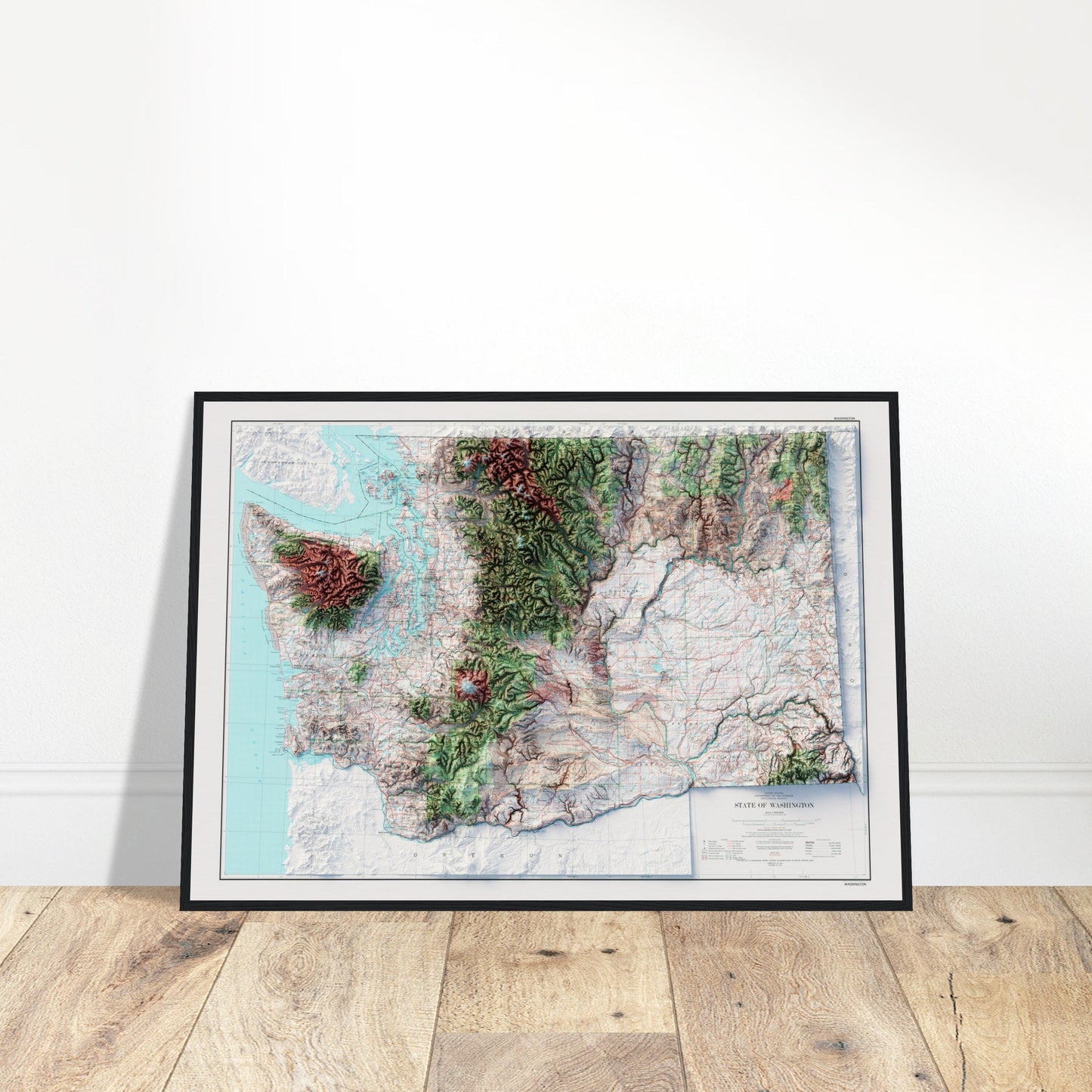 State of Washington Topography - Shaded Relief Map (1982)