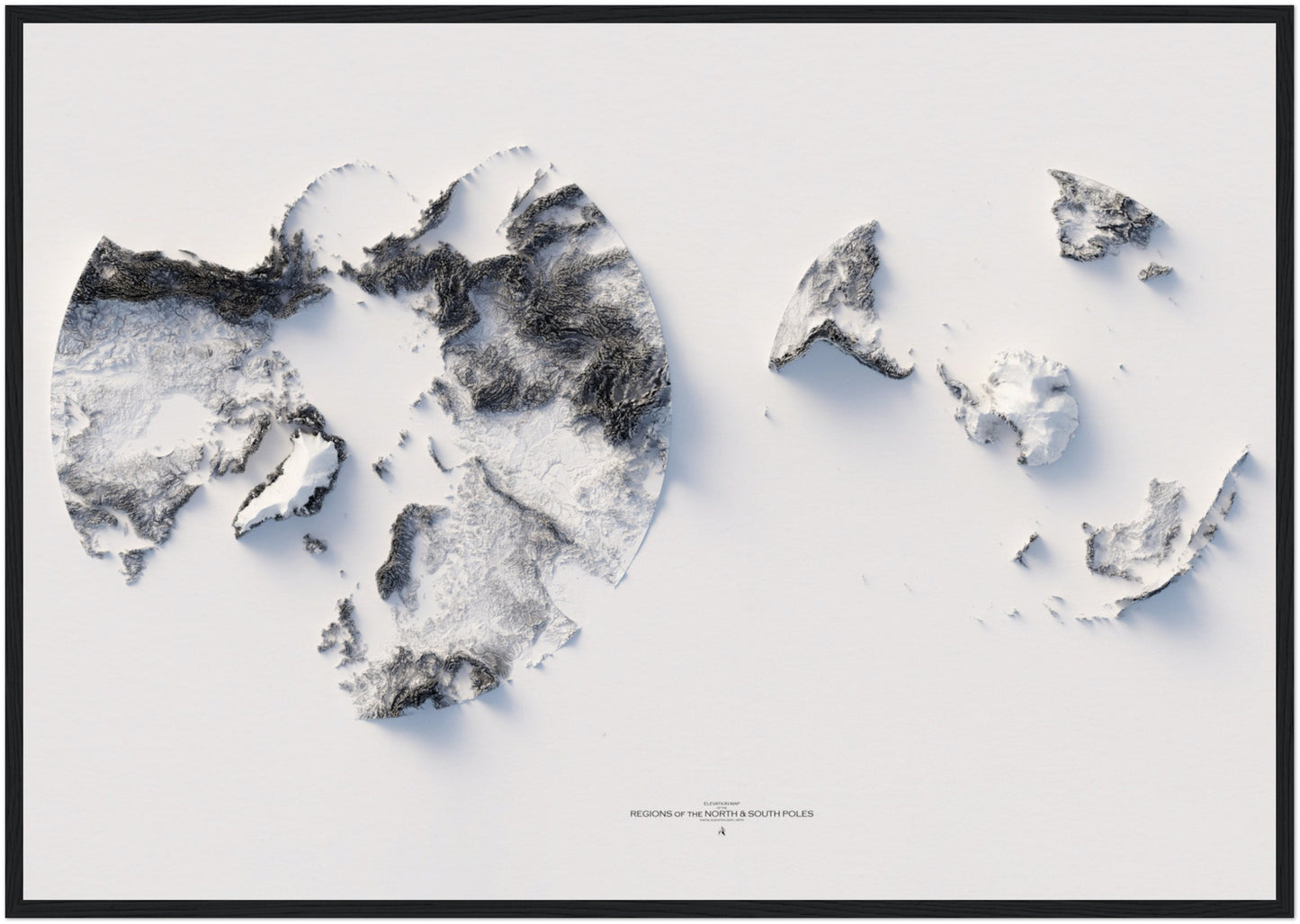 North & South Pole's Elevation Map