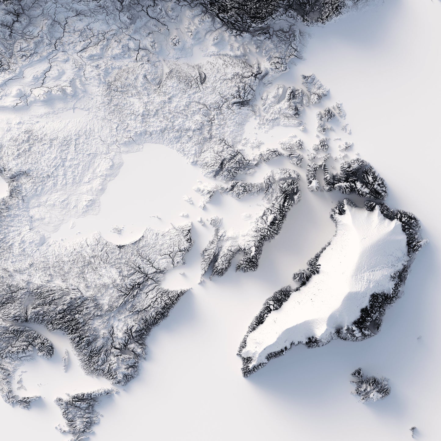 North & South Pole's Elevation Map