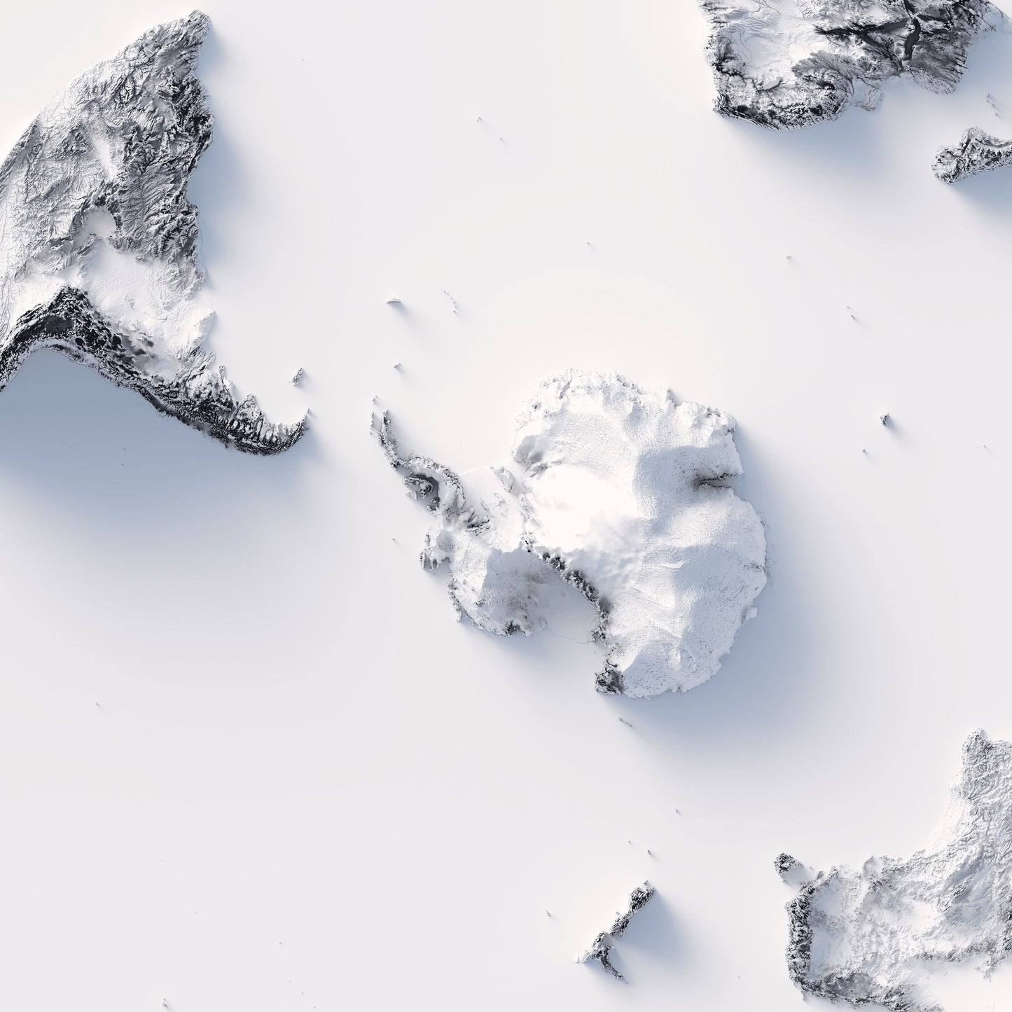 North & South Pole's Elevation Map