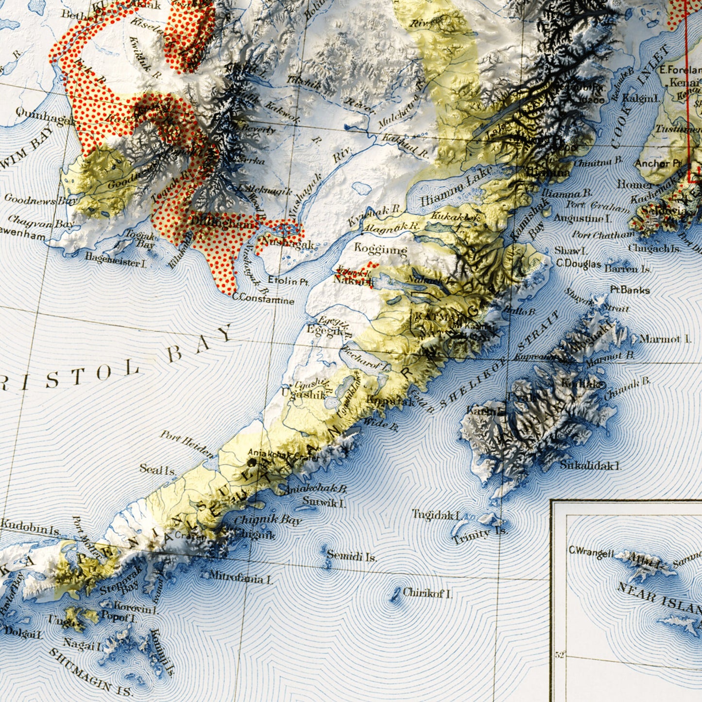 Alaska Topography - Shaded Relief Map (1927)