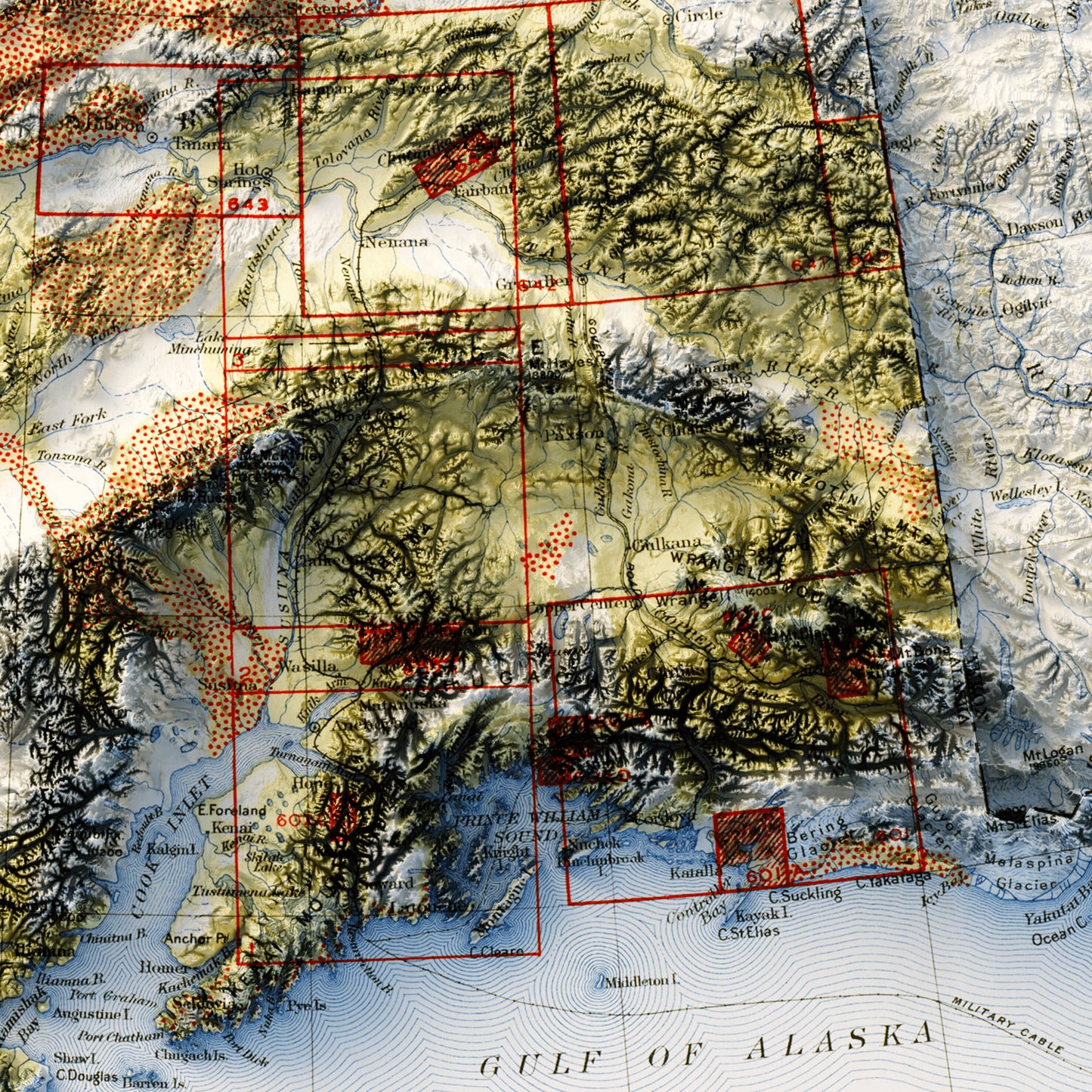 Alaska Topography - Shaded Relief Map (1927)