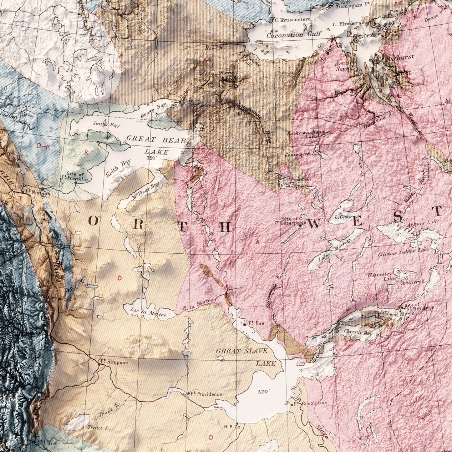 Canada Geology - Shaded Relief Map (1915)