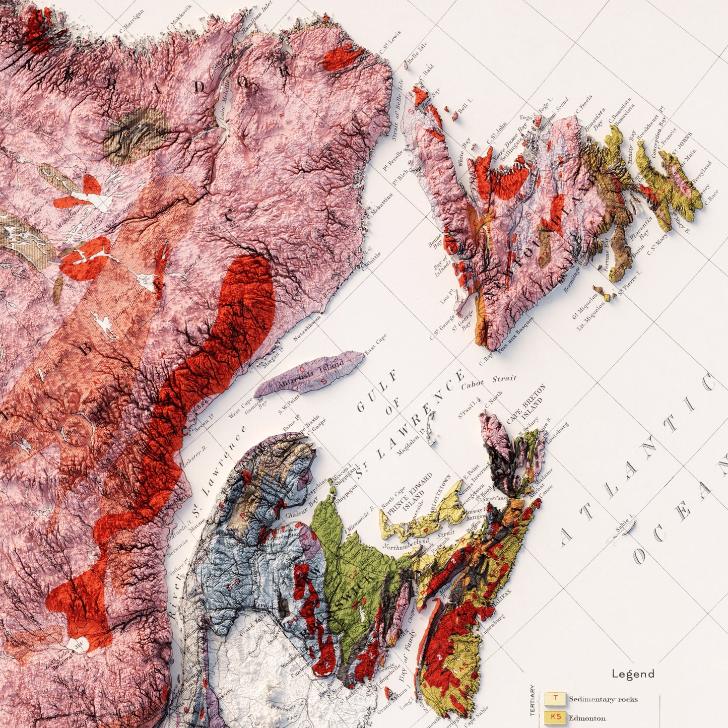 Canada Geology - Shaded Relief Map (1915)