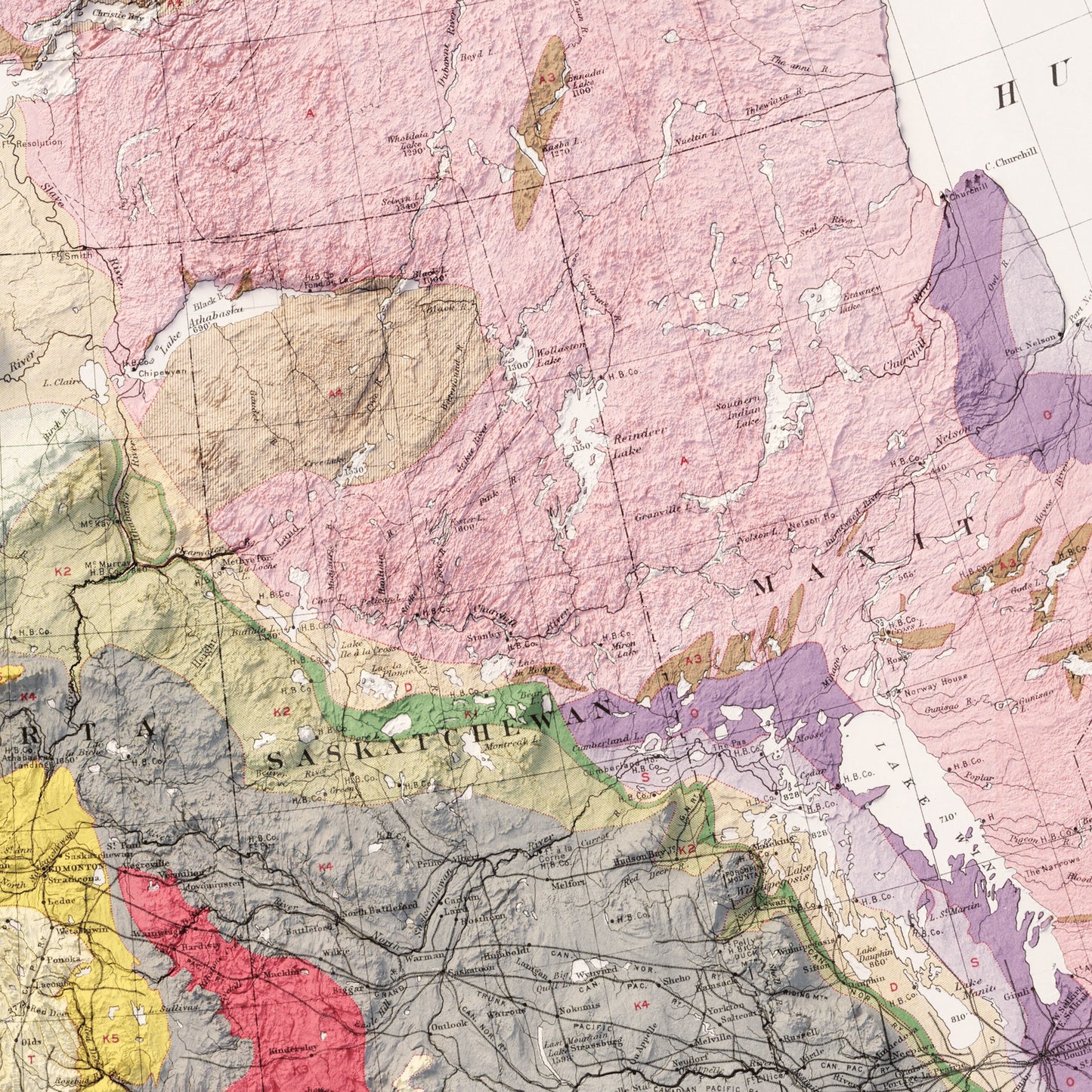 Canada Geology - Shaded Relief Map (1915)