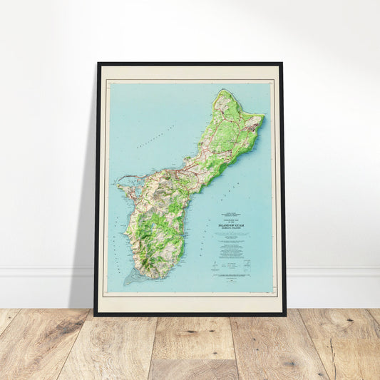 Guam Topography - Shaded Relief Map (1953)