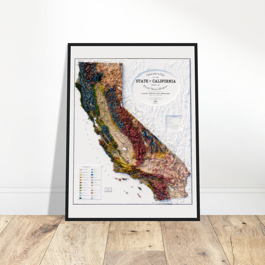 California Geology - Shaded Relief Map (1916)