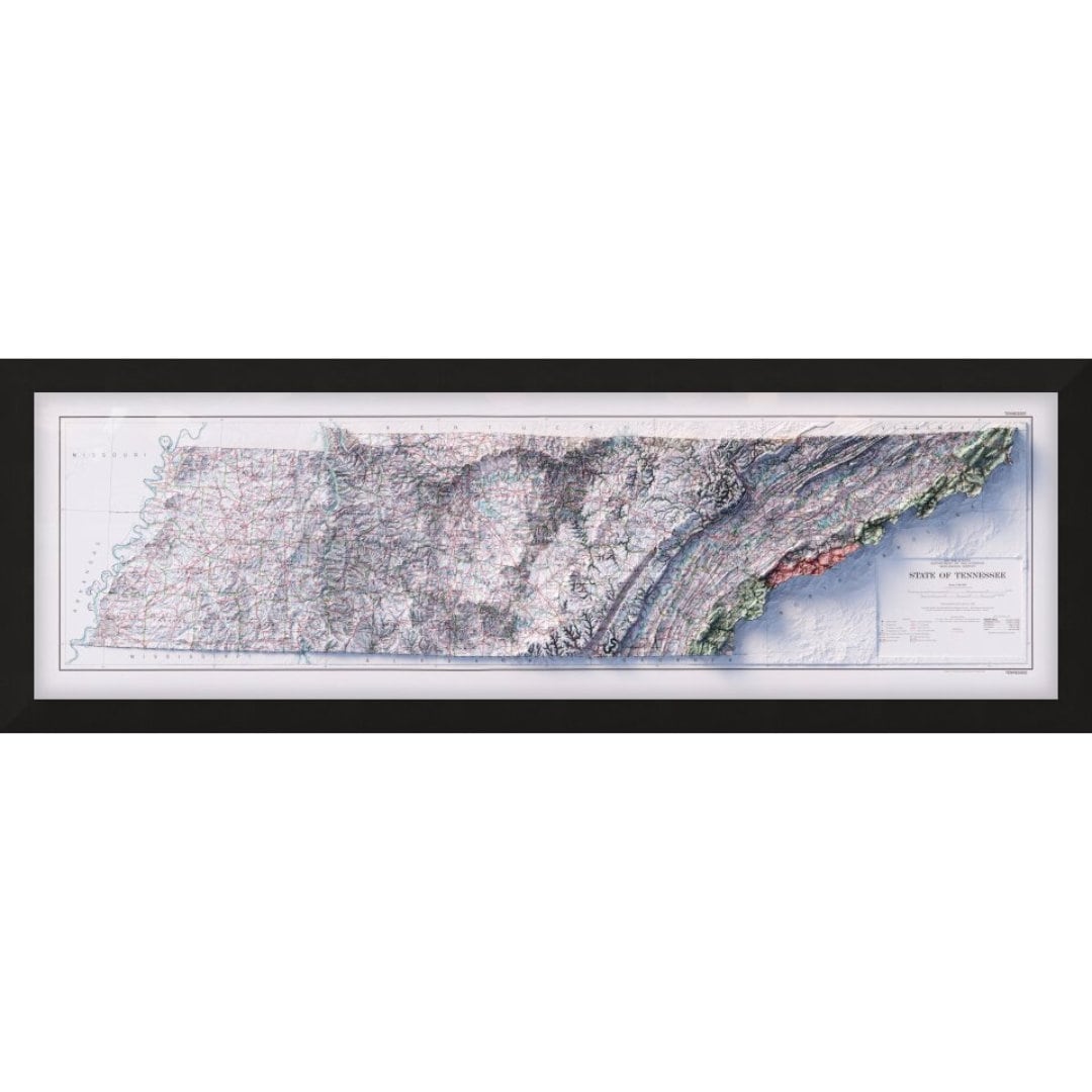 Tennessee Road Map - Shaded Relief (1977)