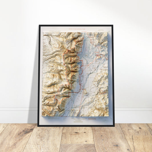 Grand Teton National Park - Shaded Relief Map (1901)